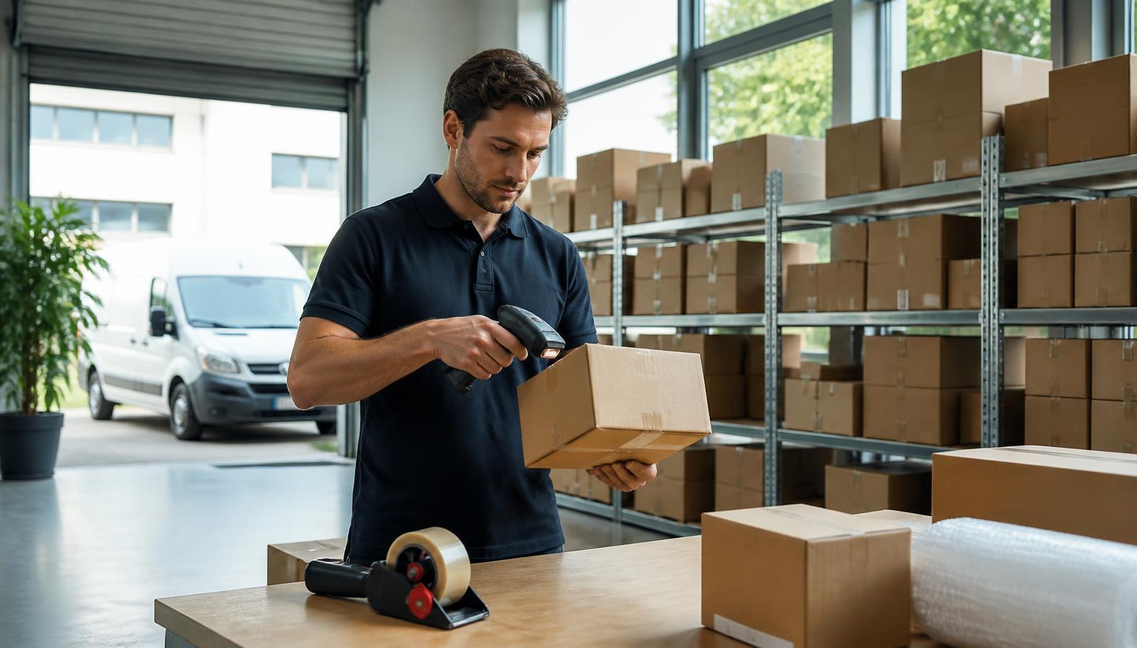 Medewerker scant een bestelling in ons magazijn